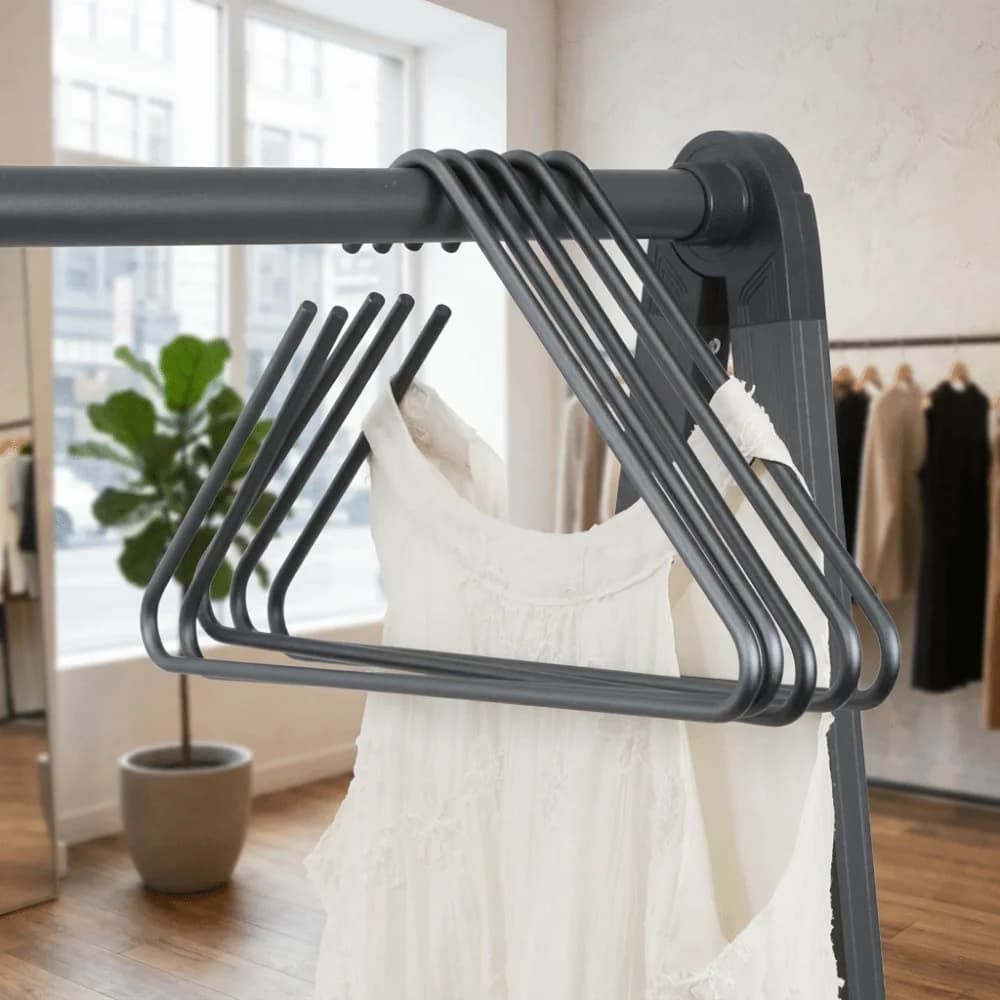 5PCS Modern Non Slip Triangle Coat Hangers Rust-Proof Sturdy Wardrobe Hanger Space-Saving Metal Clothes Hangers Trouser Storage
