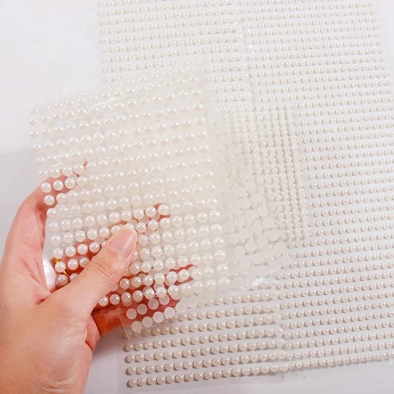 1/2set 4/5/6mm Self Adhesive Imitation Pearls Stickers Kit 2800pcs ABS Flatback Half Pearls Resin Scrapbook Beads