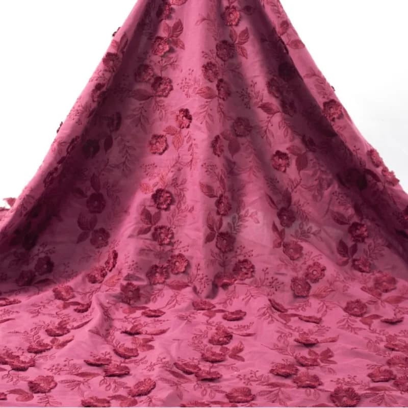 3D Embroidered Cotton Fabric for Dresses Cheongsam Performance Costume Pillow Cover By The Meter