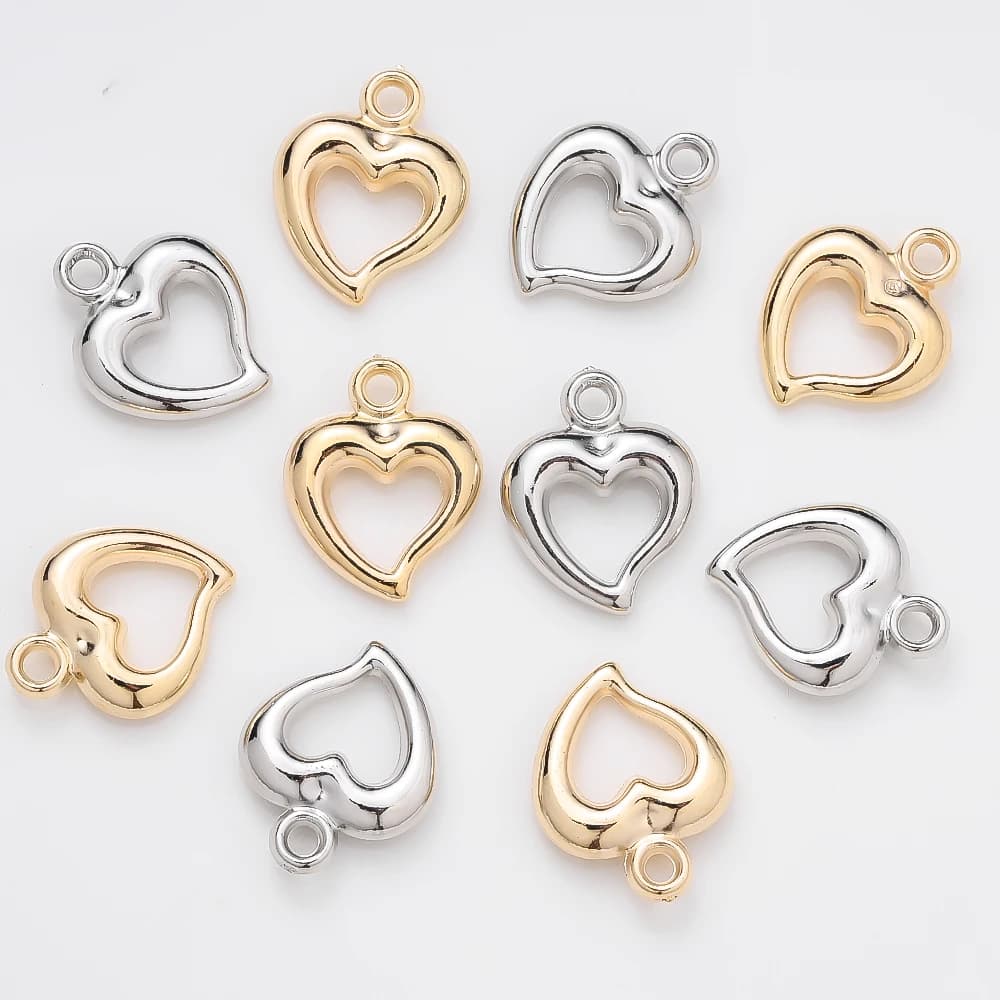 CCB Open Heart Charms 15×19mm 50Pcs Hollow Love Pendant Beads for DIY Earring Bracelet Necklace Handmade Jewelry Making Accesso