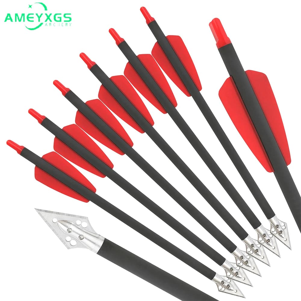 6/12 pz Alluminio Carbonio Puro Balestra Bulloni Frecce In Acciaio Broadhead per Arco Sport 50-80 LBS Tiro All'aperto caccia Accessorio
