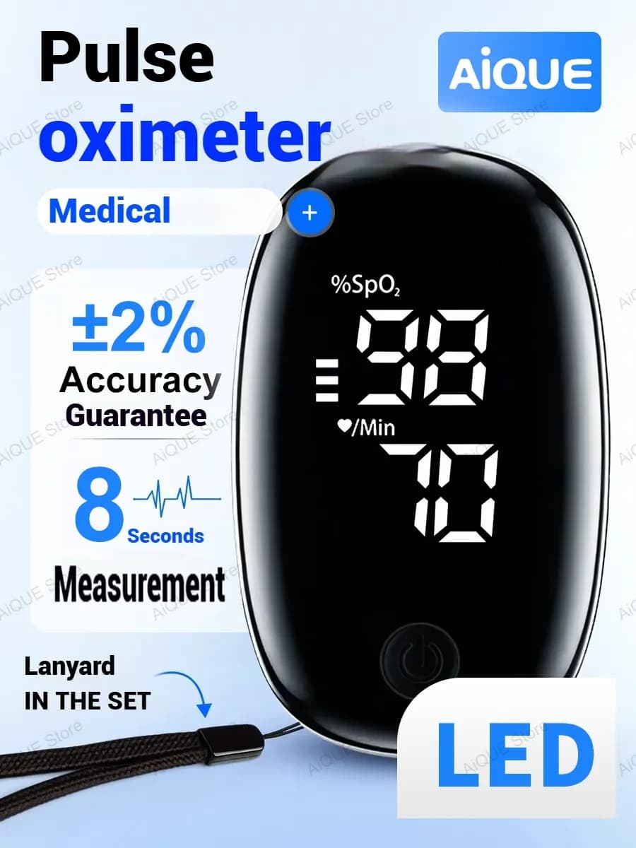 AiQUE LED finger pulse oximeter Oxygen saturation meter in medical digital blood Oximeter Finger SPO2 PR Monitor Child Adult