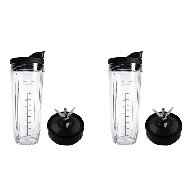 CKFAM-2X Coperchio e tazza da 32 OZ e lama a 7 alette per compatibile con Ninja Auto IQ 1000W Accessori frullatore Parti di ricambio BL482