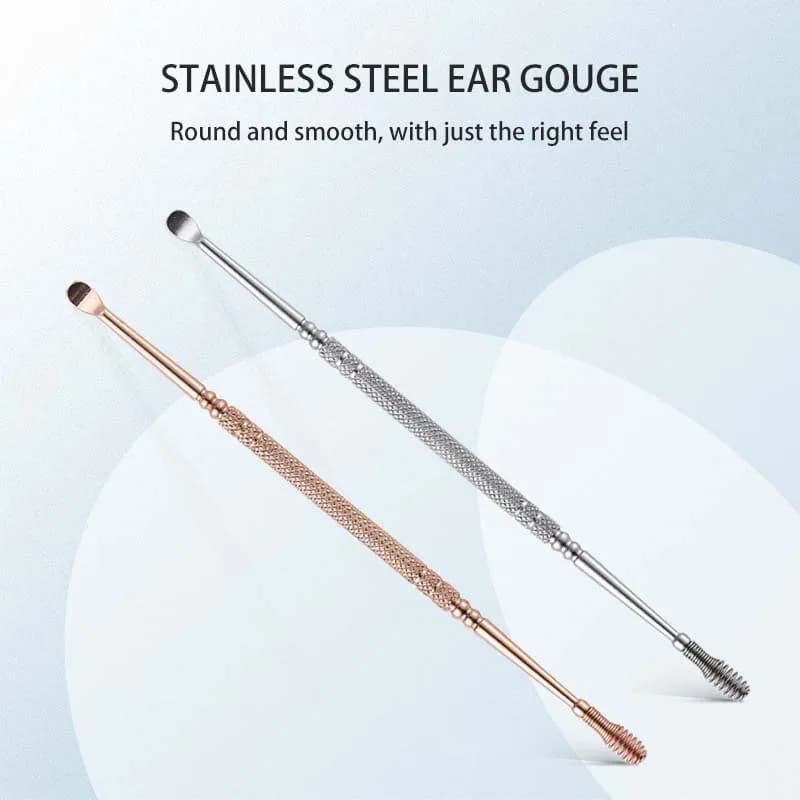 Orecchio a spirale in acciaio inossidabile oro rosa Paletta per orecchie Strumenti per scavo cerume Curette per cerume Cucchiaio Cura dell'orecchio Strumento pulito Detergente per orecchie
