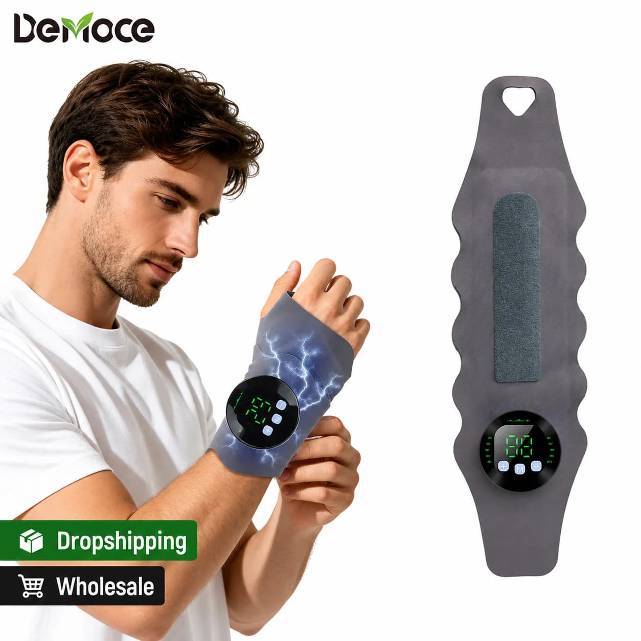 Cordless Wristband for Carpal Tunnel Muscle Fatigue Relief Belt 10 Modes 29 Levels EMS Microcurrent Wrist Guard Hand Massager