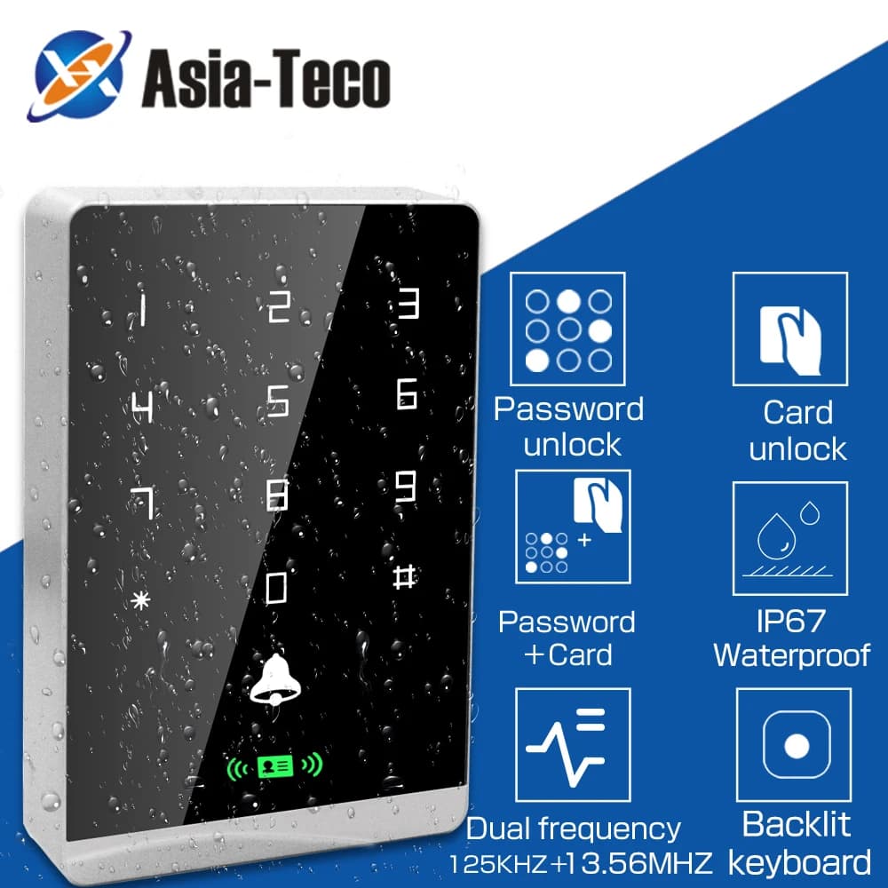 Lettore di controllo accessi a doppia frequenza 125KHz+13,56MHz IP67 Lettore di schede RFID impermeabile Controllo accessi ID EM& IC MF