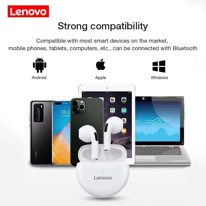 Auricolari Bluetooth Lenovo HT38 TWS, Cuffie Wireless Mini con Doppio Microfono, Riduzione del Rumore, Audio HiFi Stereo 9D, Nuovi Regali