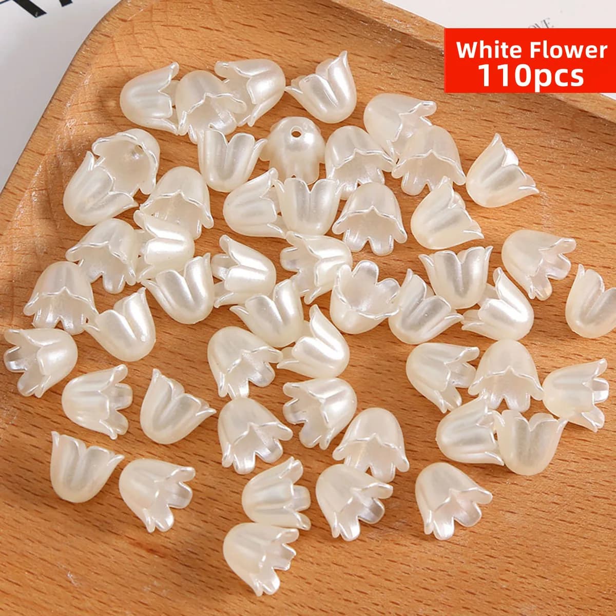 11mm 110pcs Acrylic White Wind Chimes Loose Flower Beads With Small Hole Spacer Beads For DIY Jewelry Necklace Bracelet Making