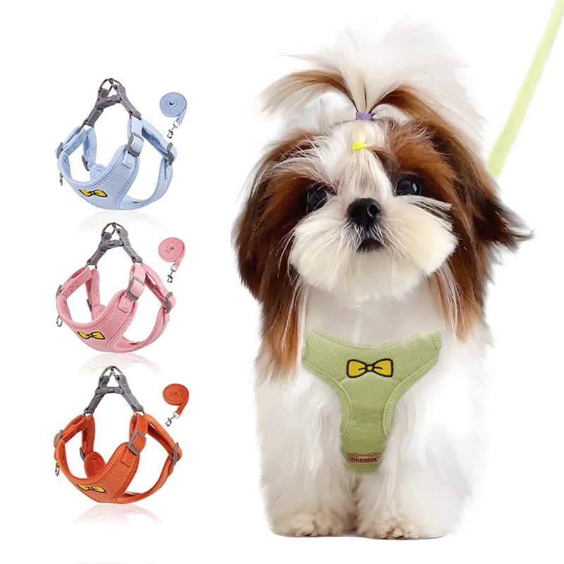 Set di imbracatura e guinzaglio per animali domestici regolabili senza tirare, rete in poliestere traspirante, riflettente, da passeggio, da corsa, per cani, accessori per cuccioli