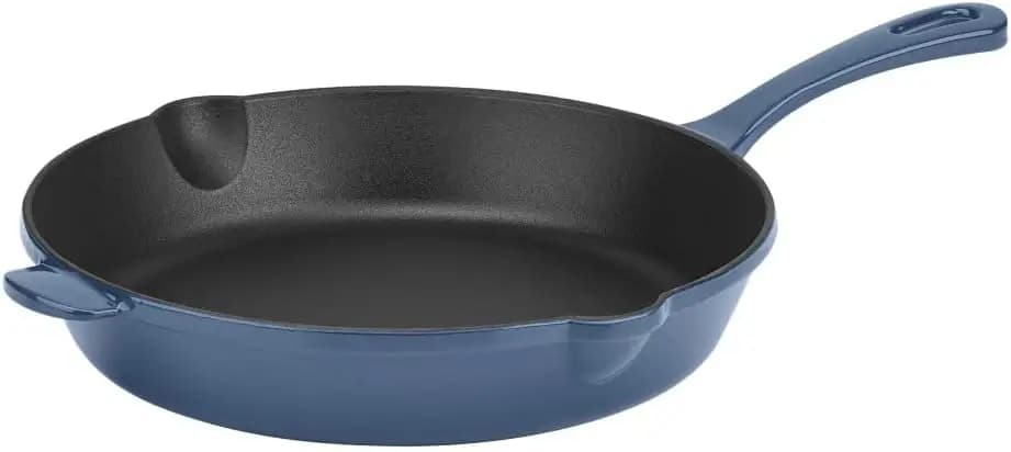 Padella in ghisa smaltata, 10 pollici, blu - Ritenzione superiore del calore e facile da pulire