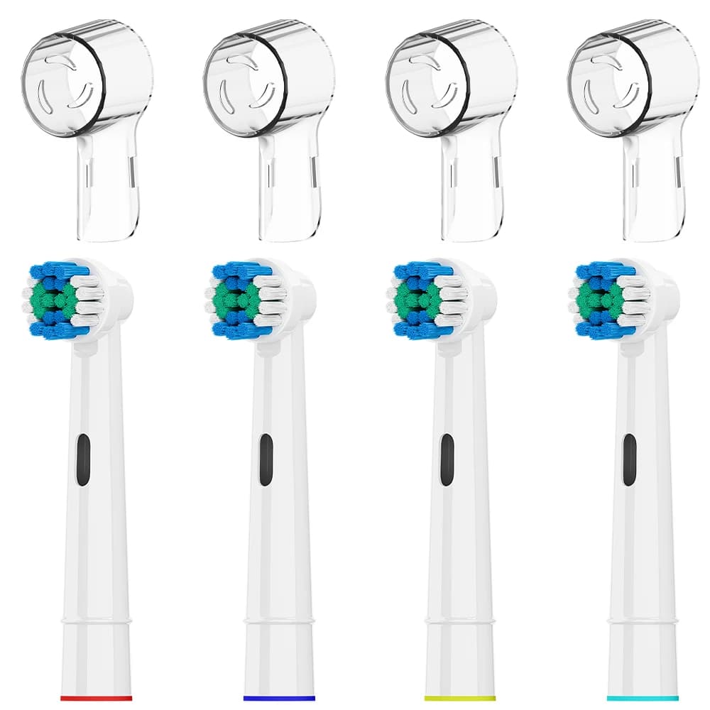 Spare heads for toothbrush and set of protective caps for toothbrush heads compatible with Oral B electric toothbrush, for 1000 600