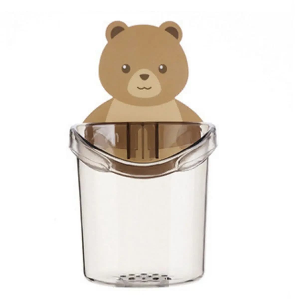 Portaspazzolino e Porta Rasoio a Ventosa a Forma di Orsetto Carino per Bagno, Senza Foratura, con Porta Dentifricio e Organizer per Bicchieri