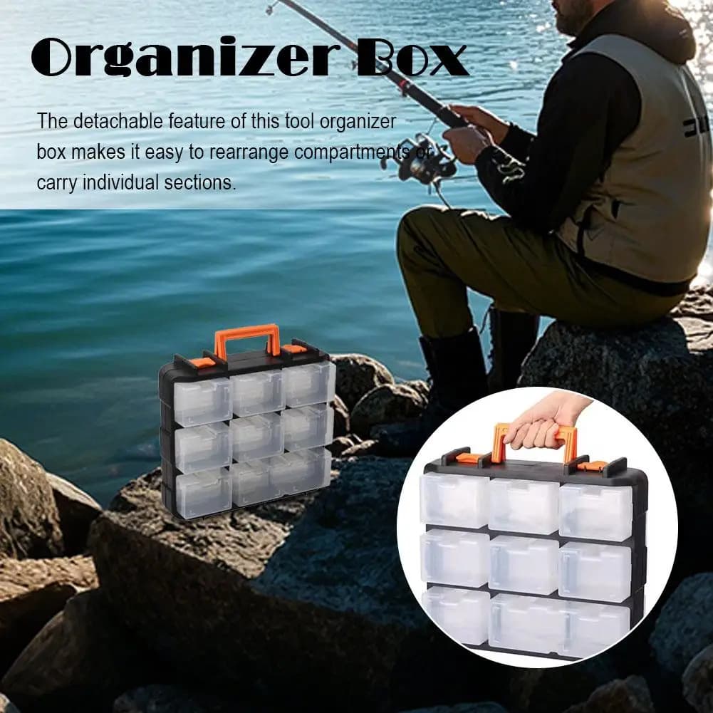 Double Sided Organizer Box with Removable Parts for Screws, Dice, Bolts, Fishing Equipment and Tools