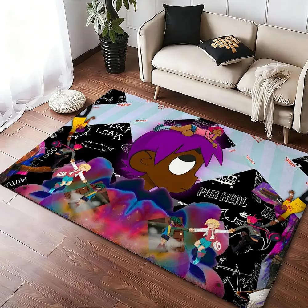 Rapper L-Lil Uzi Pink Tape Floor Mat Soft Thickened Absorbent Non-Slip Bedroom Living Room Door Mat Home Decor Flannel Rugs