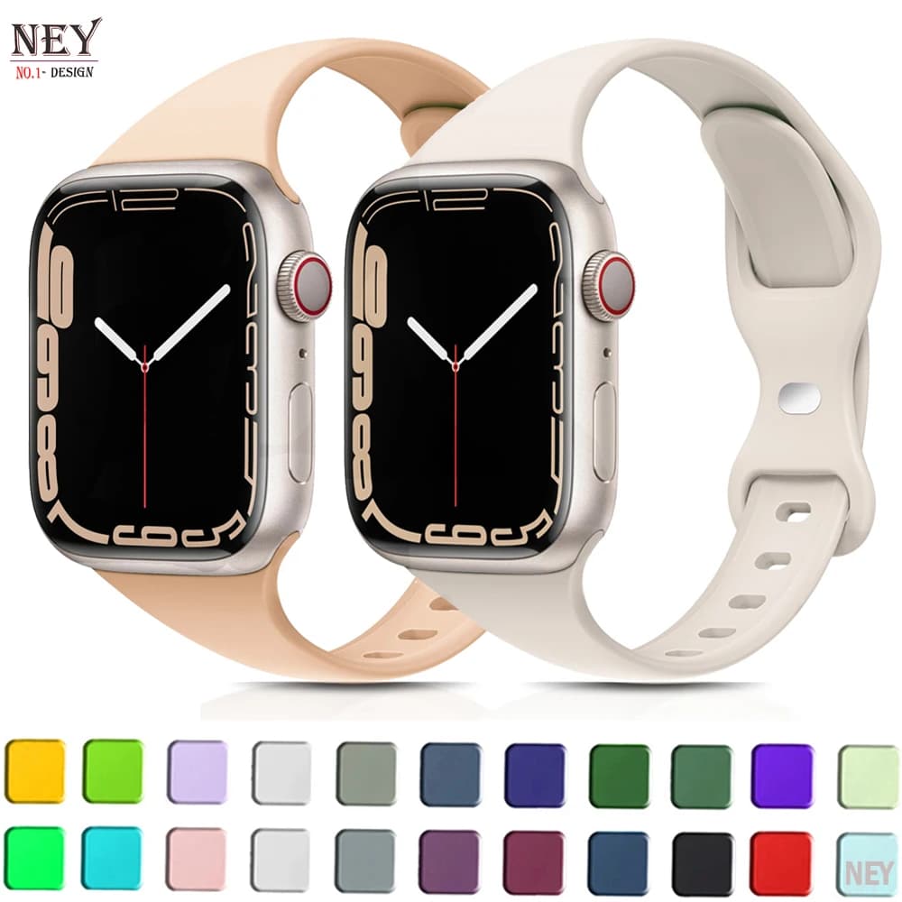Cinturino in silicone sottile per cinturino Apple Watch 45mm 44mm 40mm 41mm 42-38mm braccialetto sportivo serie iwatch 8 7 se 3 4 5 6 9 ultra 2 49mm