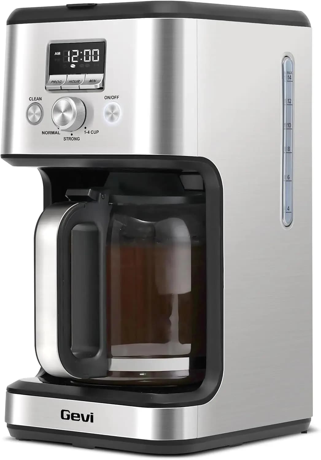 Programmable Coffee Maker, 14-Cup Drip Coffee Machine with Normal & Strong Brew for Home and Office, Glass Carafe, 2-Hour Keep W