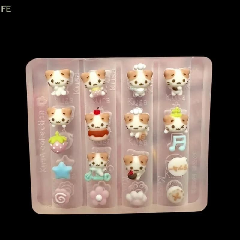 Stampi in Silicone 3D per Nail Art con Design di Animali Cartoon e Gatti, Decorazioni Fai-da-Te per Unghie, Modello Trasparente per Manicure