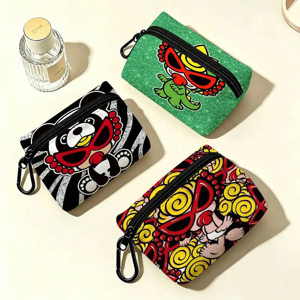 Japan Brand H-Hysteric M-Mini Logo Portable Mini Oxford Cloth Purse With Carabiner Hook Zipper Key Card Earphone Storage Wallet