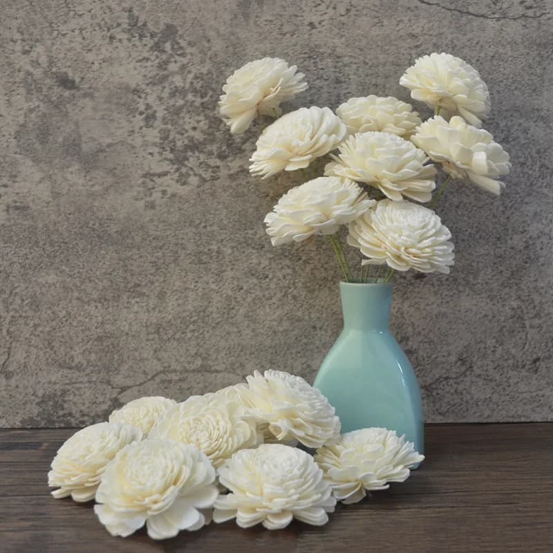 10 PZ 8.5/6 CM Crisantemo Sola Fiore di Legno per Diffusore di Fragranze, Olio Essenziale Diffusione Accessori Fiore di Simulazione