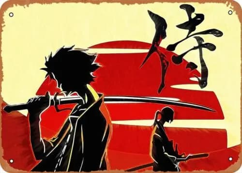 Poster Anime e Manga, targa in metallo con personaggi, Samurai Champloo, decorazione da parete in alluminio