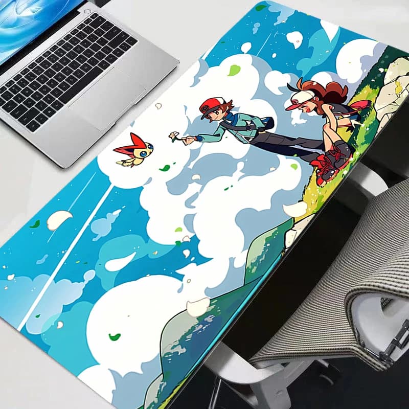 Pokemon Pikachu 90x40cm XXL Tappetino per mouse in gomma grande per PC Tappetini per mouse da gioco durevoli Tappetino per tastiera da scrivania Tappetino per computer portatile