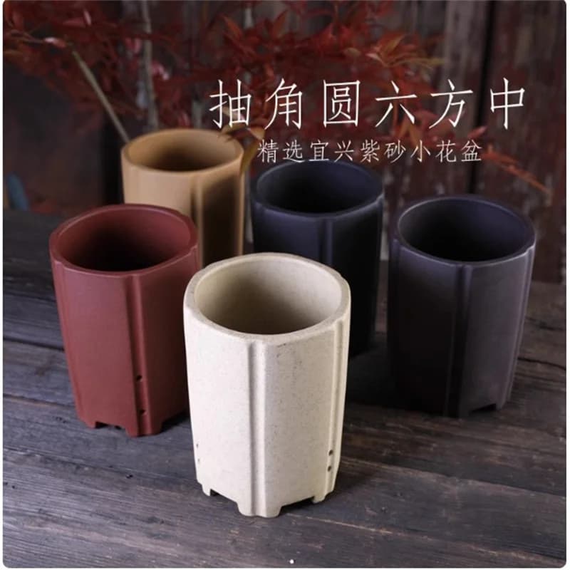 Purple Clay Handmade Pottery Bonsai Pot Small Vase Tradition Chinese Dormitory Home Table Room Garden Decoration