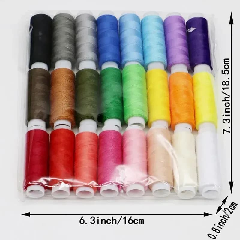 24 Colors Polyester Embroidery Thread Sewing Thread Kit for Hand & Machine Sewing, Craft Patch, Steering Wheel Cover Repair Sewi