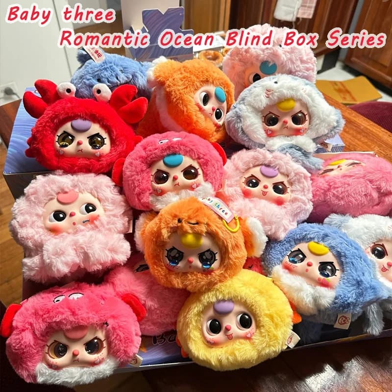 Baby Tre Romantic Ocean Blind Box Series Giocattoli di peluche Accessori creativi per auto Zaino Kawaii Doll Ciondolo Scatola misteriosa Regalo divertente