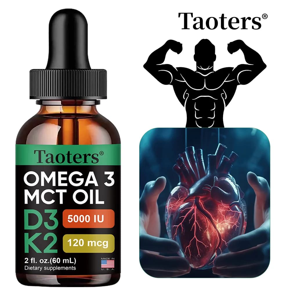 Gocce di Vitamina D3 K2 Organica con Olio MCT Omega 3, Vitamina D Liquida a Massima Potenza 5000 UI, Assorbimento Rapido e Supporto Immunitario