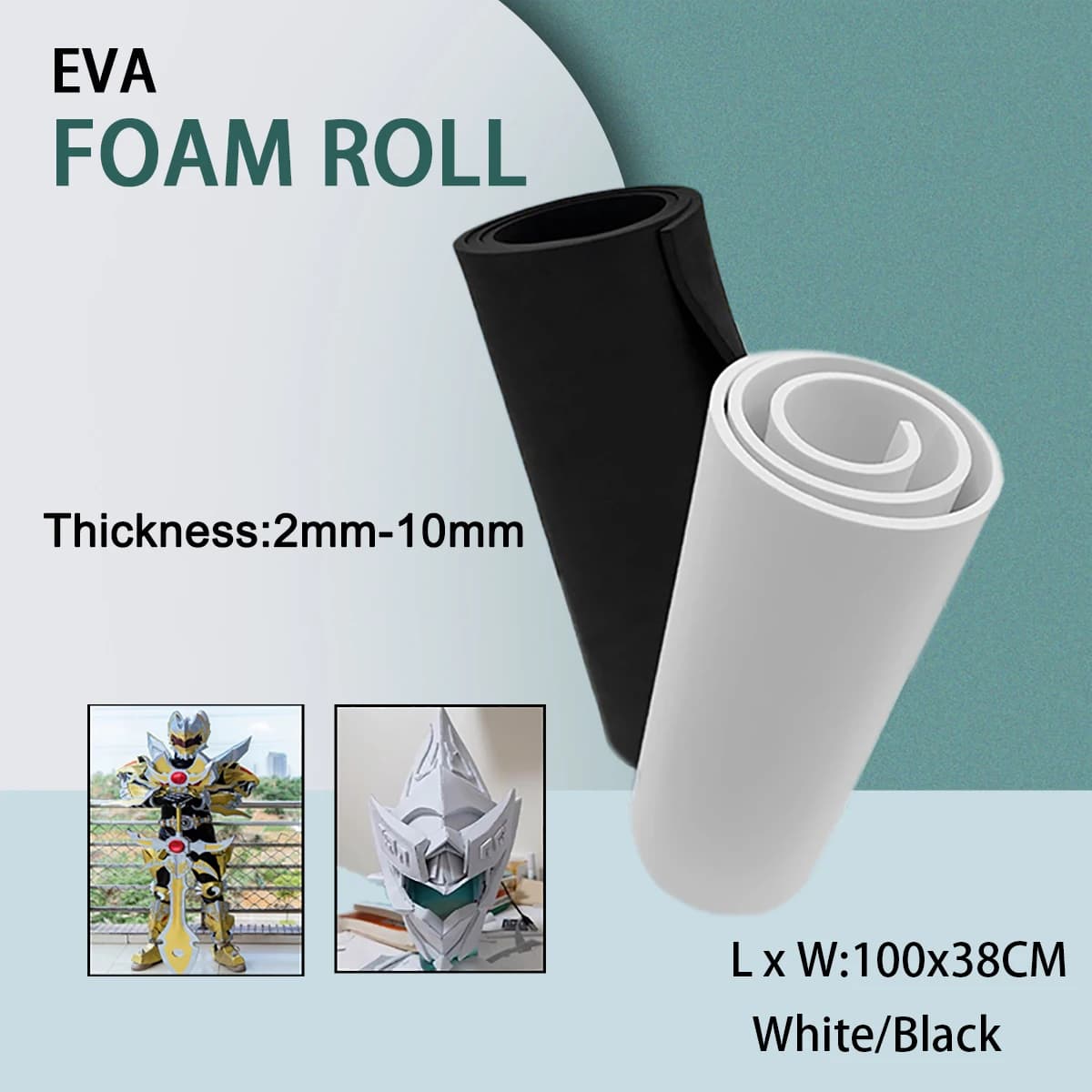 EVA Foam Roll Sponge Paper 2mm-10mm Thick 39"x15" DIY Cosplay Foam Sheet Pliable & Elastic for Craft Projects Costume Cosplay
