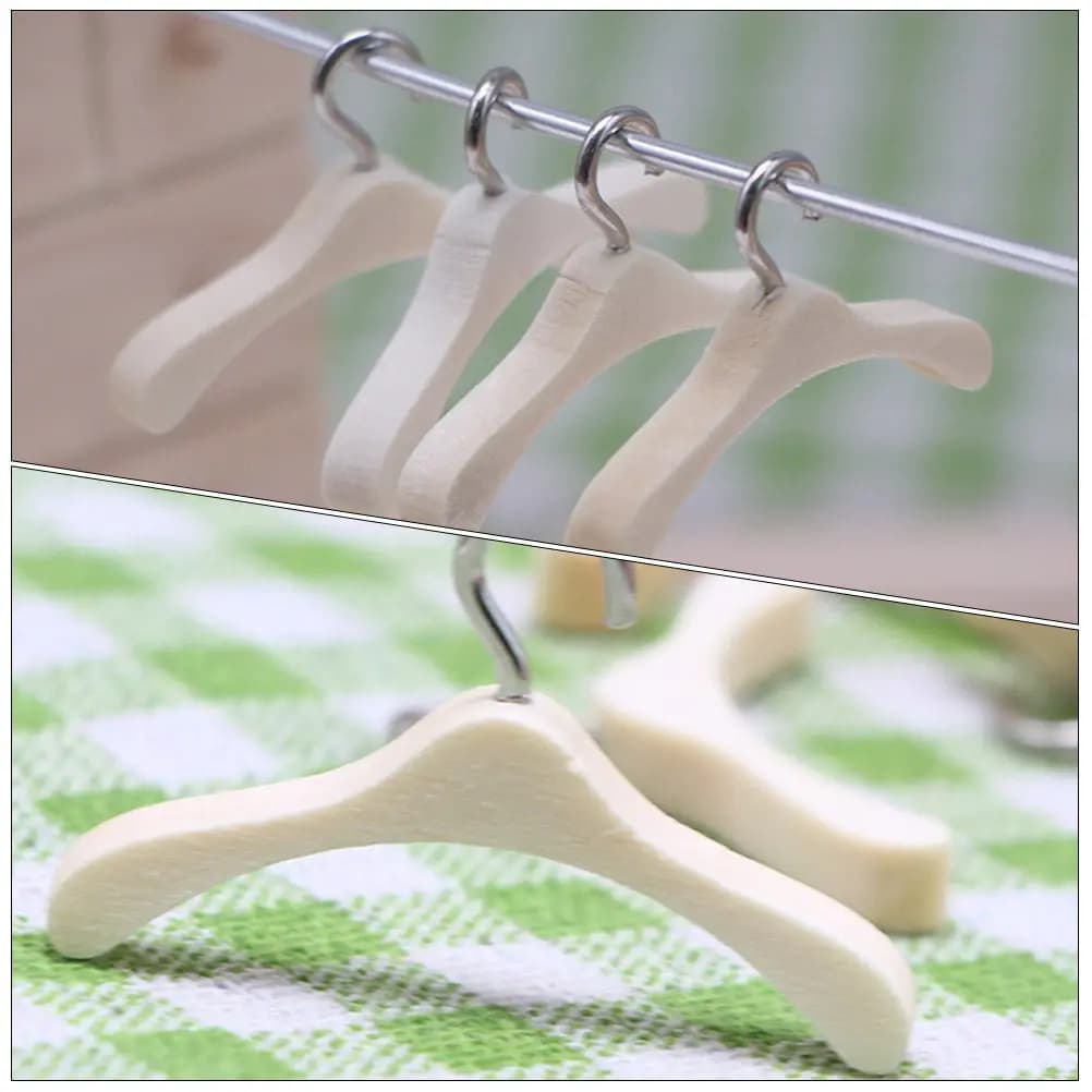 10 Pieces Mini Clothes Hanger for Furniture Home of Dolls, Decoration Micro Landscape, Small Ornament for Photography and Stilization