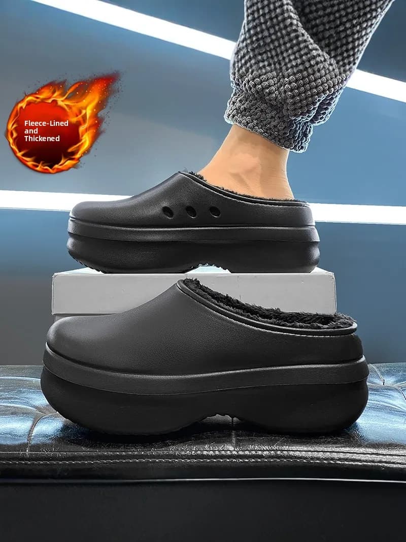 Pantofole Invernali da Uomo in Cotone Antiscivolo, Resistenti all'Usura, con Fondo Spesso, Calde, Foderate in Pile, Copripiede, alla Moda, con Rialzo Interno