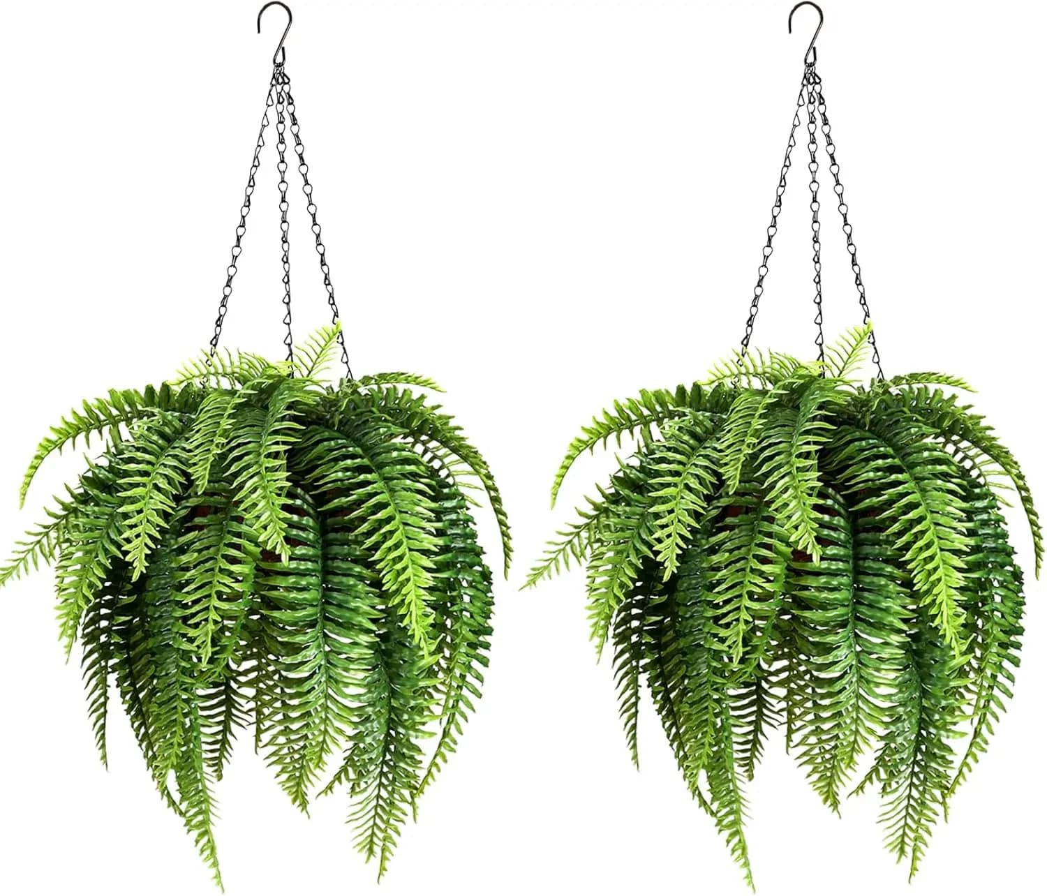 Felci Finte Realistiche con Cesti Sospesi, Piante Artificiali Resistenti ai Raggi UV per Decorazioni da Giardino e Patio Esterno