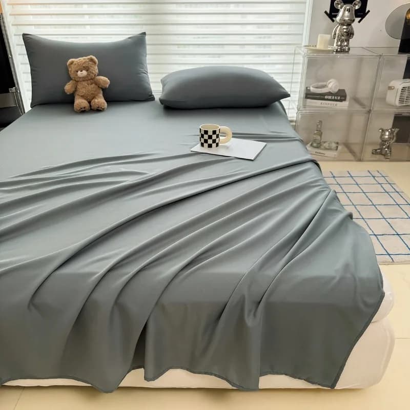 1pc Soft Fabric Flat Bedsheet Solid Color Top Sheets Single Double King Queen Couple Flat Bedsheet Soft Home Bed Linen Sheets