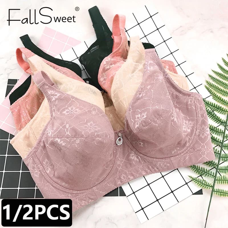 FallSweet 1/2PCS Reggiseno minimizzatore taglie forti 38-48 Coppa E F per donna, con ferretto, push-up, anti-cedimento, copertura completa