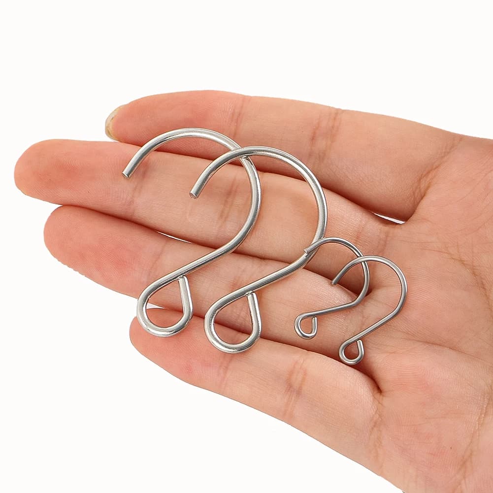 10PCS Two Sizes Metal S-shaped Hook Connecting Component DIY Production Wind Chime Pendant Sunlight Collector Decoration Crafts