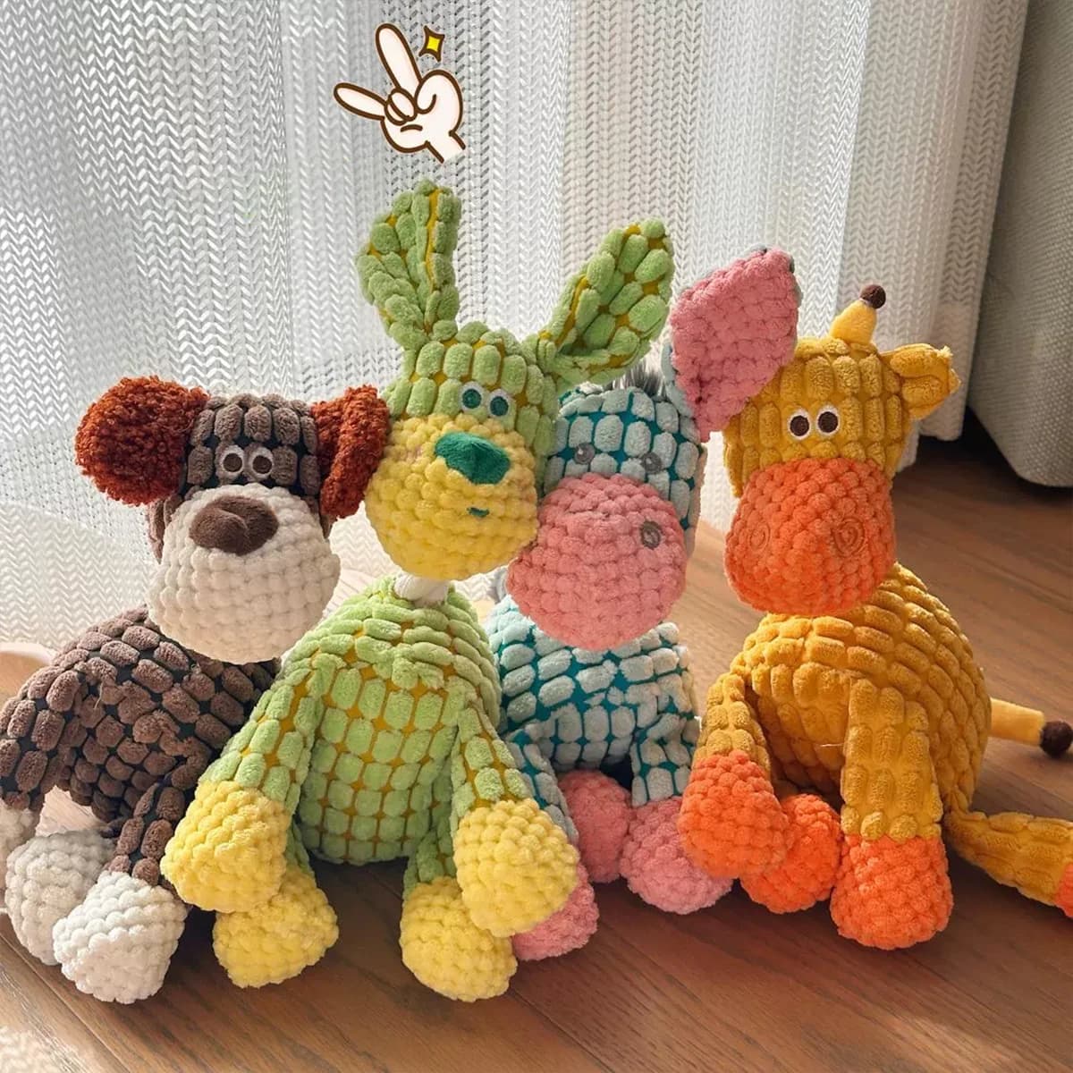 Simpatico peluche asino per cani - Giocattolo interattivo masticabile cigolante per animali domestici con suono divertente, morbido giocattolo per la dentizione del cucciolo di peluche
