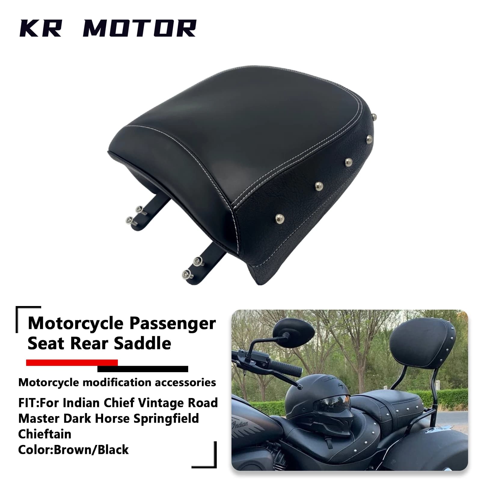 Misura per capo indiano Vintage Roadmaster Dark Horse Springfield Chieftain Cuscino per passeggero per sella posteriore per moto
