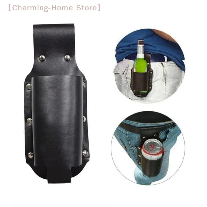 【M】1Pcs Leather Beer Can Bottle Waist With Sturdy Construction And Easy Belt Attachment Perfect For Camping Hiking BBQ Parties
