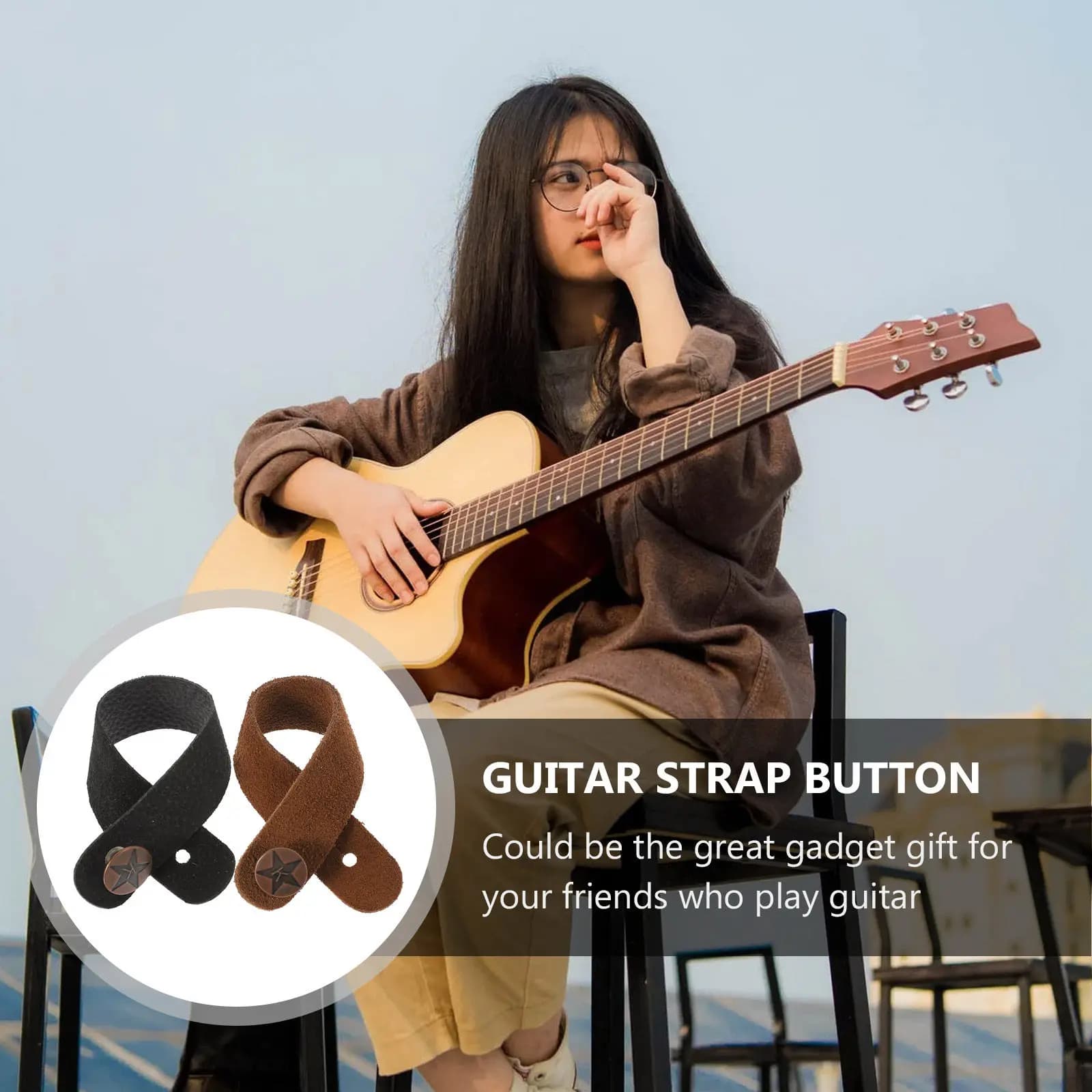 4 Pezzi Cinghie di Bloccaggio per Manico di Chitarra, Ukulele, Basso Elettrico, Banjo - Accessori per Chitarra