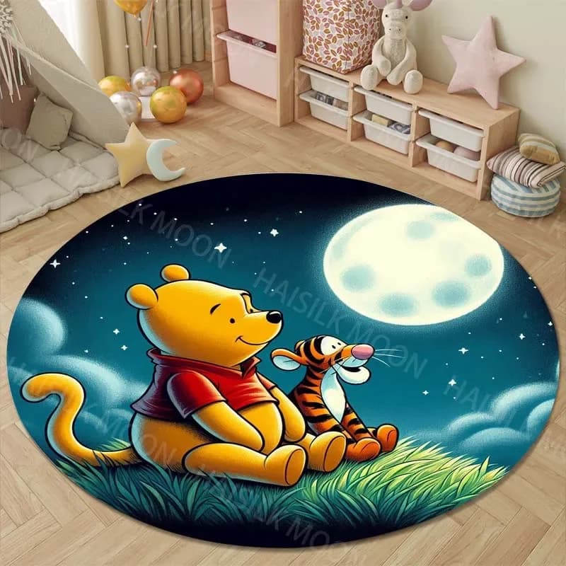 Simpatico tappeto rotondo Winnie The Pooh Tigger per camera da letto, soggiorno, tappetino per la cameretta dei bambini, tappetino per la sedia da bagno, tappeto per la casa, decorazioni per la casa, lavabile in lavatrice, regali