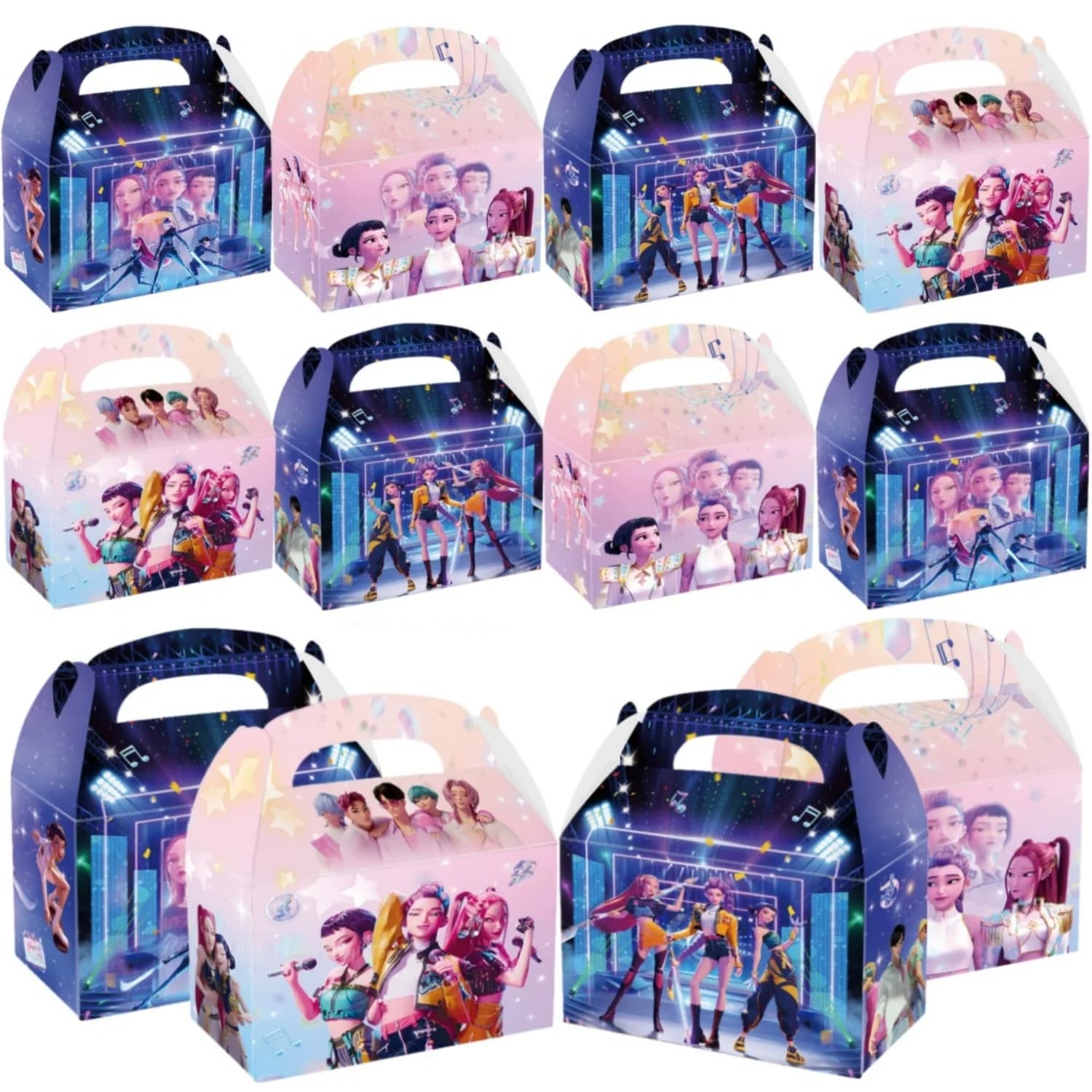 Demon Hunters Party Kpop Favor Treat Boxes Paper Gift Big with Handles for Snacks Cookie Candy Toys Birthday Party Babyshower