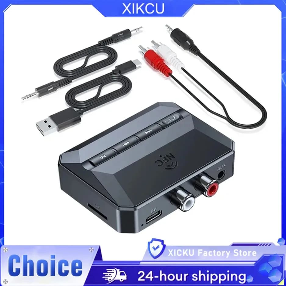 Ricevitore audio NFC Bluetooth 5.3 3.5mm AUX RCA USB U-Disk/TF Adattatore wireless per musica stereo HIFI con microfono per kit per auto Amplificatore altoparlante