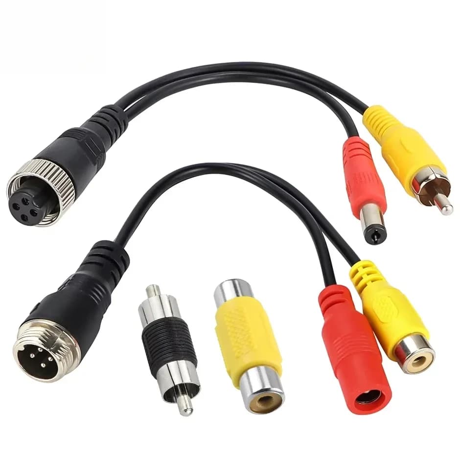 Ownice 4Pin Aviation Head Maschio/Femmina a RCA AV/Femmina DC Cavo multiplo Convertitore adattatore per telecamera posteriore per auto Monitor