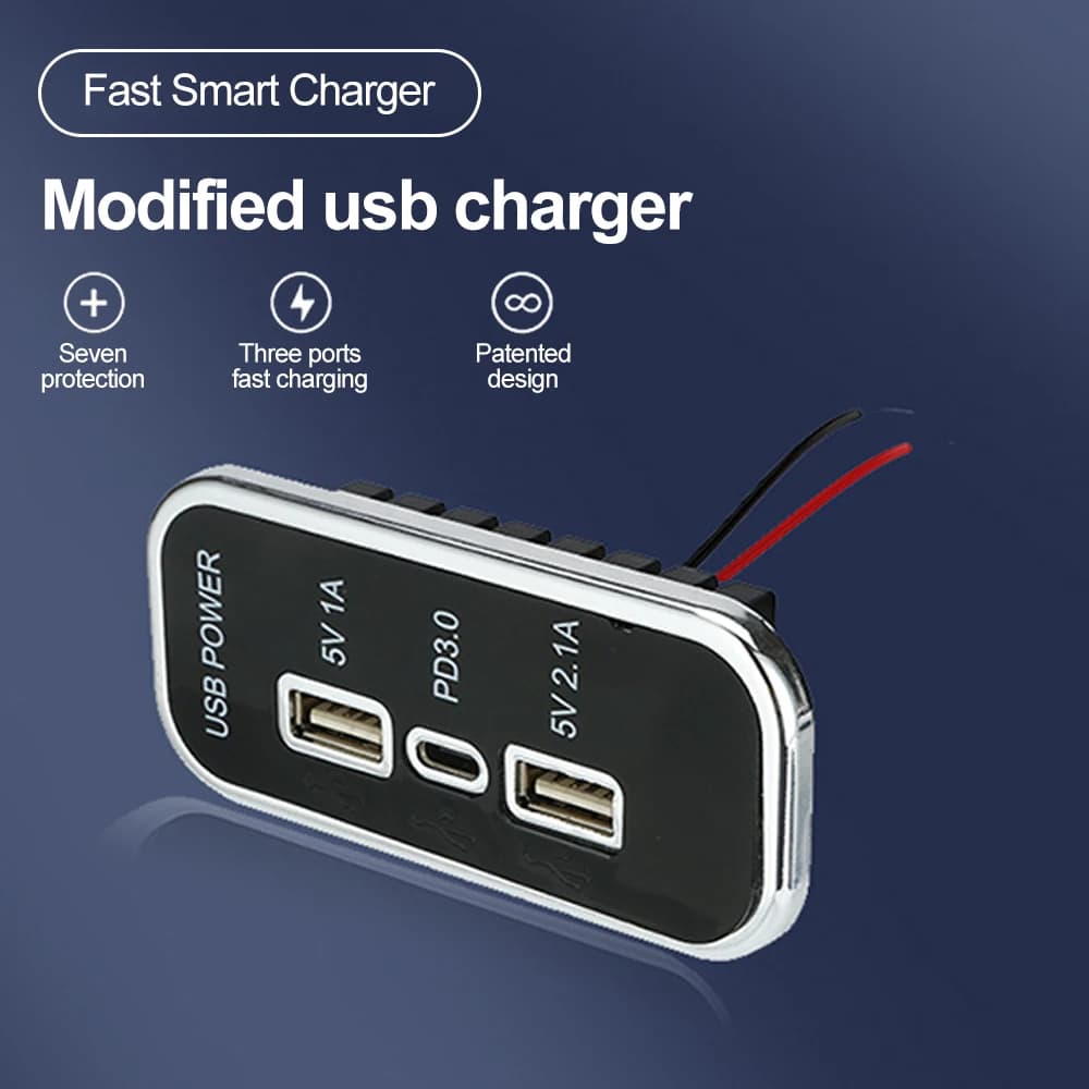Presa per caricabatteria per auto doppia USB da 35,5 W 12 V/24 V PD Tipo-C 1A/2.1A Adattatore di alimentazione per presa di ricarica USB per camion moto ATV Barca RV