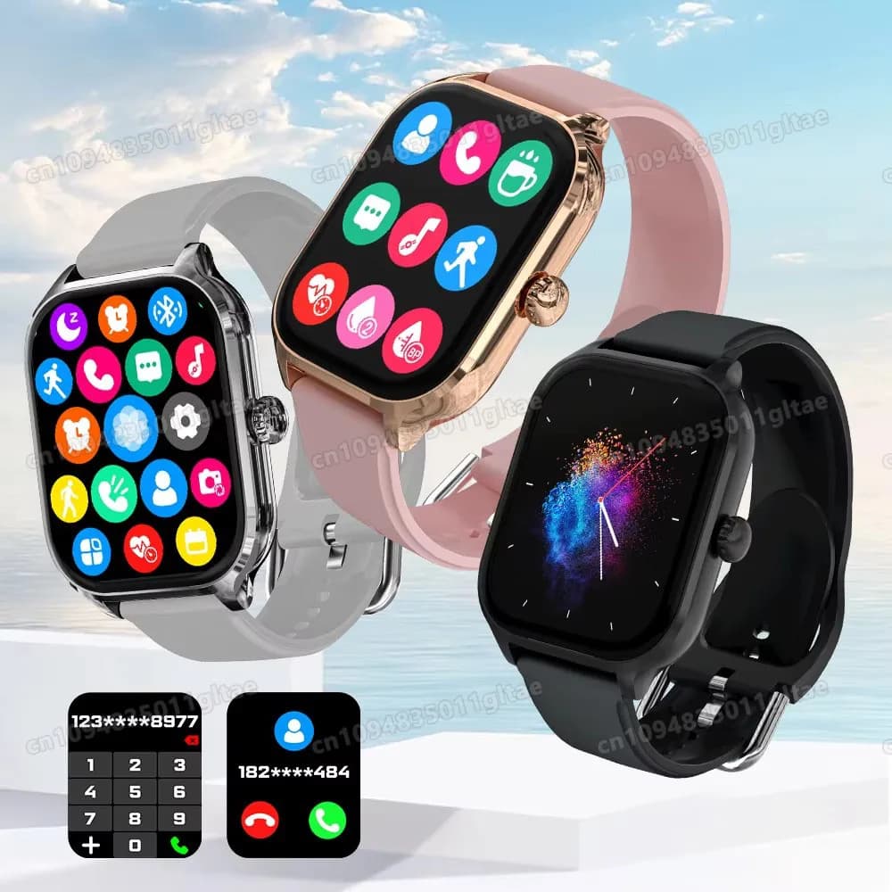 Smartwatch for men with dial to respond to calls, calorie monitoring, heart rate, blood oxygen, Bluetooth, waterproof, women's smartwatch