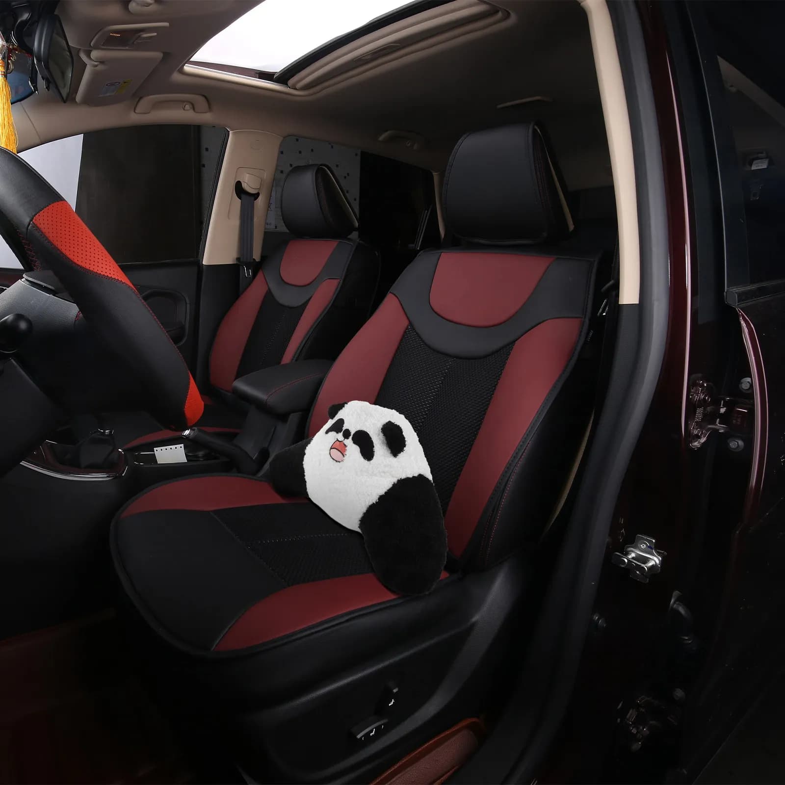 Cuscino di Supporto Lombare per Auto, Design Carino a Forma di Panda, Comodo Cuscino per il Supporto della Schiena, Sollievo dal Dolore Lombare, Adattabile Universalmente