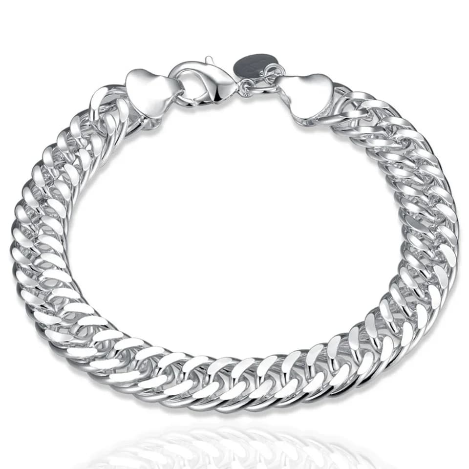 Hot 925 Sterling Silver Cute Buckle Side Chain Solid Bracelet for Women Men Charm Party Gift Wedding Fashion Jewelry