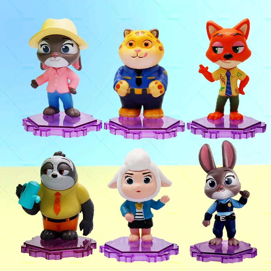 Action Figure di Judy e Nick dei Coniglietti, Decorazioni per Auto, Giocattoli da Collezione di Zootopia, Ornamenti da Scrivania a Tema Coniglio