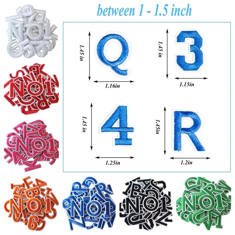 Set di Toppe Ricamate con Lettere A-Z e Numeri 0-9 per Abbigliamento, Distintivi Termoadesivi Fai-da-te in Tessuto, Toppe da Cucire o Applicare a Caldo su Vestiti